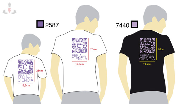Muestra virtual de la camiseta serigrafiada con un código QR para la feria de la ciencia de Sevilla