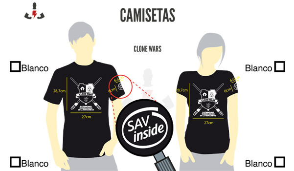 Muestra virtual de la camiseta personalizada en serigrafía para CloneWars