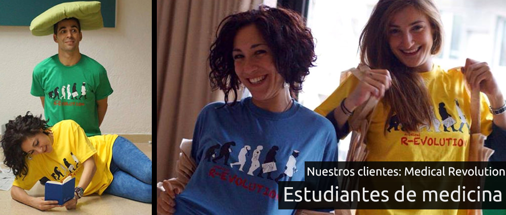 Estudiantes de medicina de Bellvitge posando con sus camisetas personalizadas